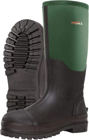 HISEA Men's Rubber Neoprene Rain Boots, Snow Boots - Tall Warm Waterproof Mens Winter Boots Durable Slip Resistant Boots for Men Outdoor Working, Hunting, Fishing