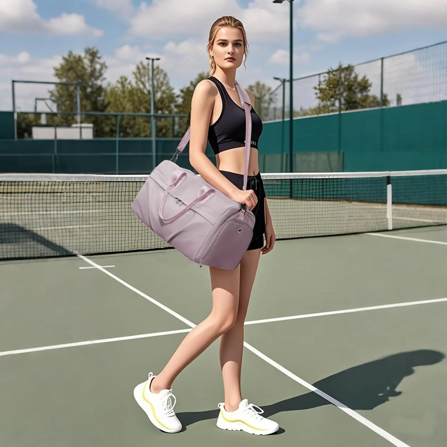 HYC00 Sporty Duffel Bag Women Men Fitness Bag Sports Bag Women's Sports Gym Bags with Shoe Compartment Gym Bag Hospital Bag Overnight Bag Hand Luggage with Wet Pocket Weekender Bag Travel Duffel Bags