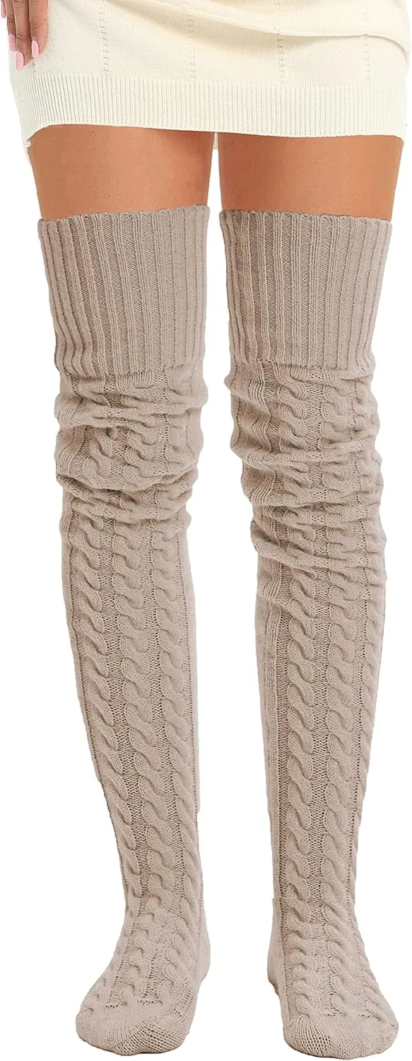 HYTENSUN Women's Thigh High Knitted Winter Boot Socks Vintage Extra Long Leg Warmer Over Knee High Stockings