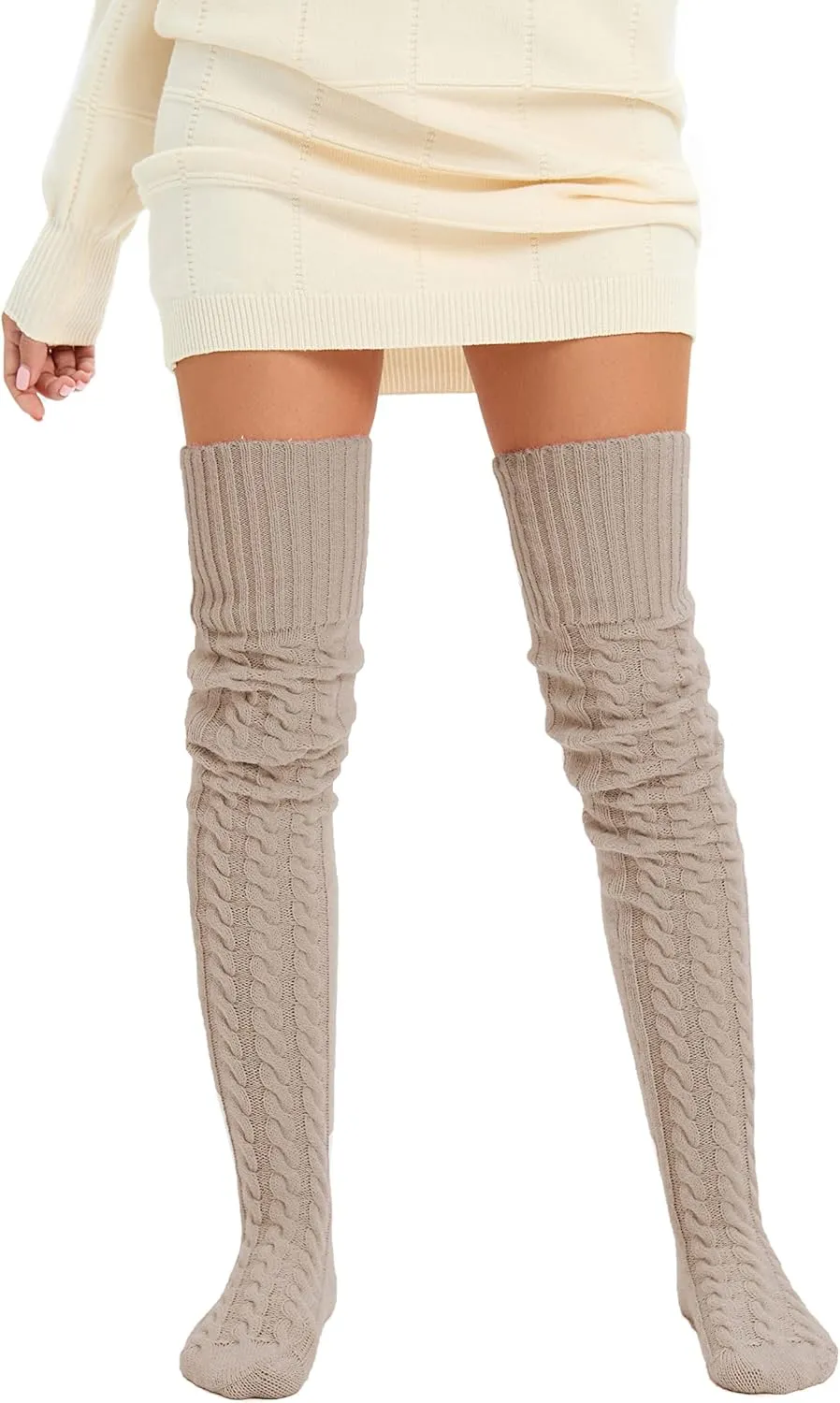 HYTENSUN Women's Thigh High Knitted Winter Boot Socks Vintage Extra Long Leg Warmer Over Knee High Stockings