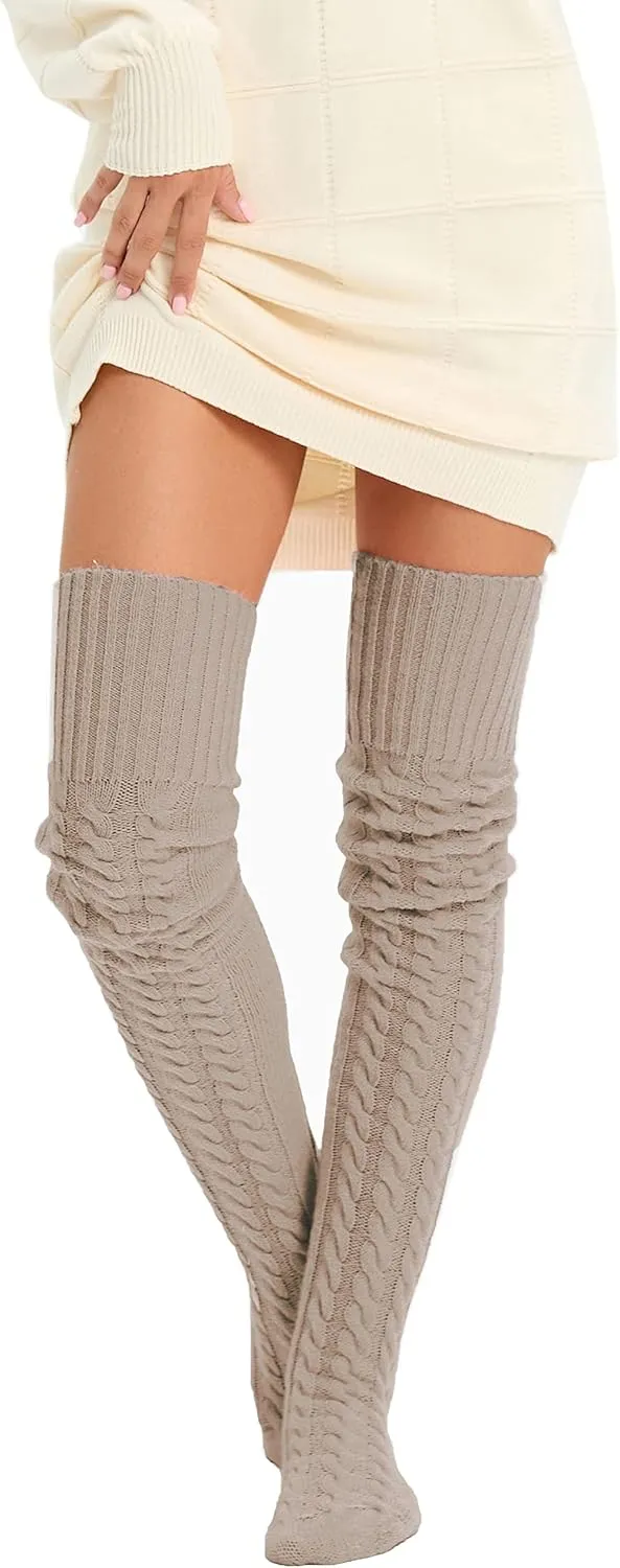 HYTENSUN Women's Thigh High Knitted Winter Boot Socks Vintage Extra Long Leg Warmer Over Knee High Stockings