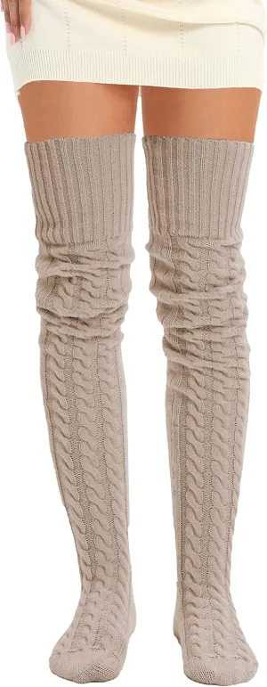HYTENSUN Women's Thigh High Knitted Winter Boot Socks Vintage Extra Long Leg Warmer Over Knee High Stockings