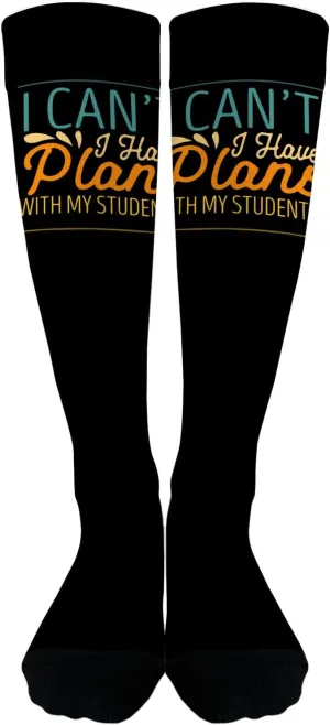 I Can't I Have Plans With My Students Teaching Teach Teacher High Socks Women's#Kawaii Boot Socks for Girl