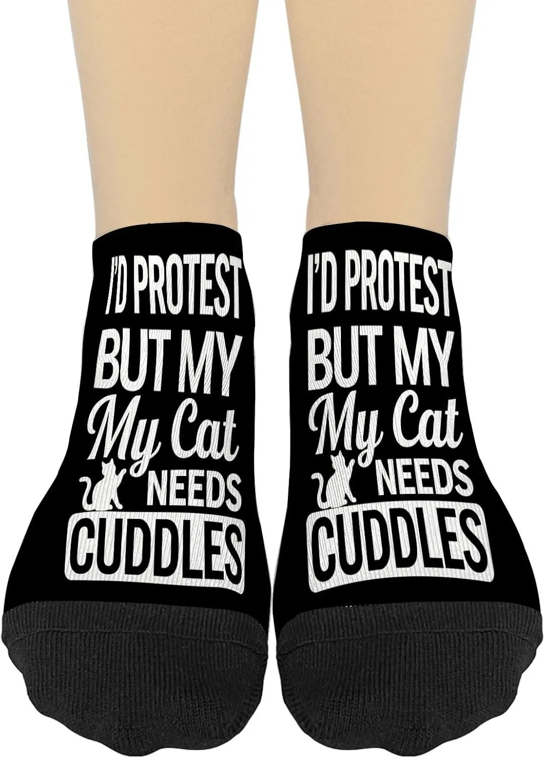 I'd Protests But My Cat Needss Cuddless Cat Lovers Men's Athletic Socks Dress Socks Women