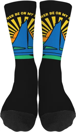 I'd Rather Be Sailings Sail Boat Captain Athletic Socks Men Women's#Humor Work Boot Sock Women