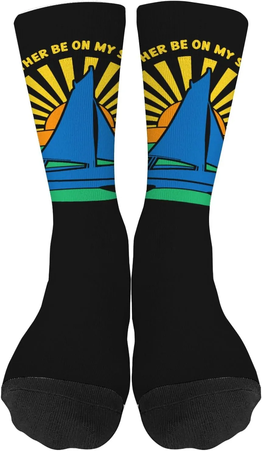 I'd Rather Be Sailings Sail Boat Captain Athletic Socks Men Women's#Humor Work Boot Sock Women