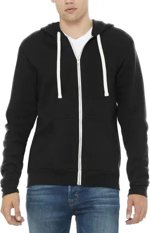 JustBlanks Mens Rib Knit Tri Blend Full Zip Long-Sleeve Hooded Sweatshirt Drawstring with Pocket Casual Hoodie for Men