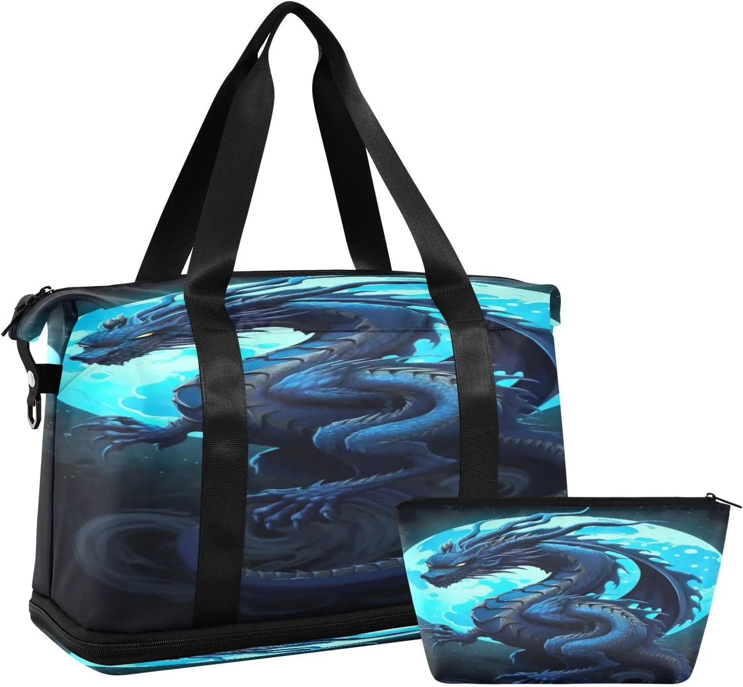 Kigai Chinese Dragon Gym Bag for Women & Men,Waterproof Weekender Overnight Bag with Shoes Compartment Sports Duffel Bag for Gym Yoga Swimming Camping
