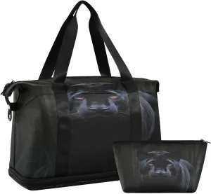 Kigai Cool Black Panther3200 Gym Bag for Women & Men,Waterproof Weekender Overnight Bag with Shoes Compartment Sports Duffel Bag for Gym Yoga Swimming Camping