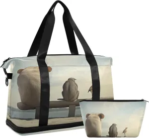 Kigai Elephant Bird Gym Bag for Women & Men,Waterproof Weekender Overnight Bag with Shoes Compartment Sports Duffel Bag for Gym Yoga Swimming Camping