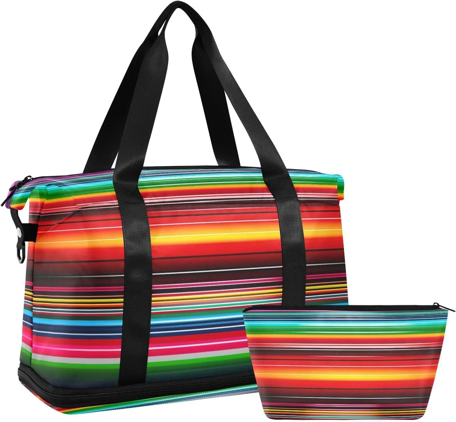 Kigai Mexican Stripes Gym Bag for Women & Men,Waterproof Weekender Overnight Bag with Shoes Compartment Sports Duffel Bag for Gym Yoga Swimming Camping