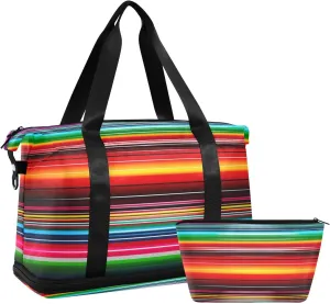 Kigai Mexican Stripes Gym Bag for Women & Men,Waterproof Weekender Overnight Bag with Shoes Compartment Sports Duffel Bag for Gym Yoga Swimming Camping