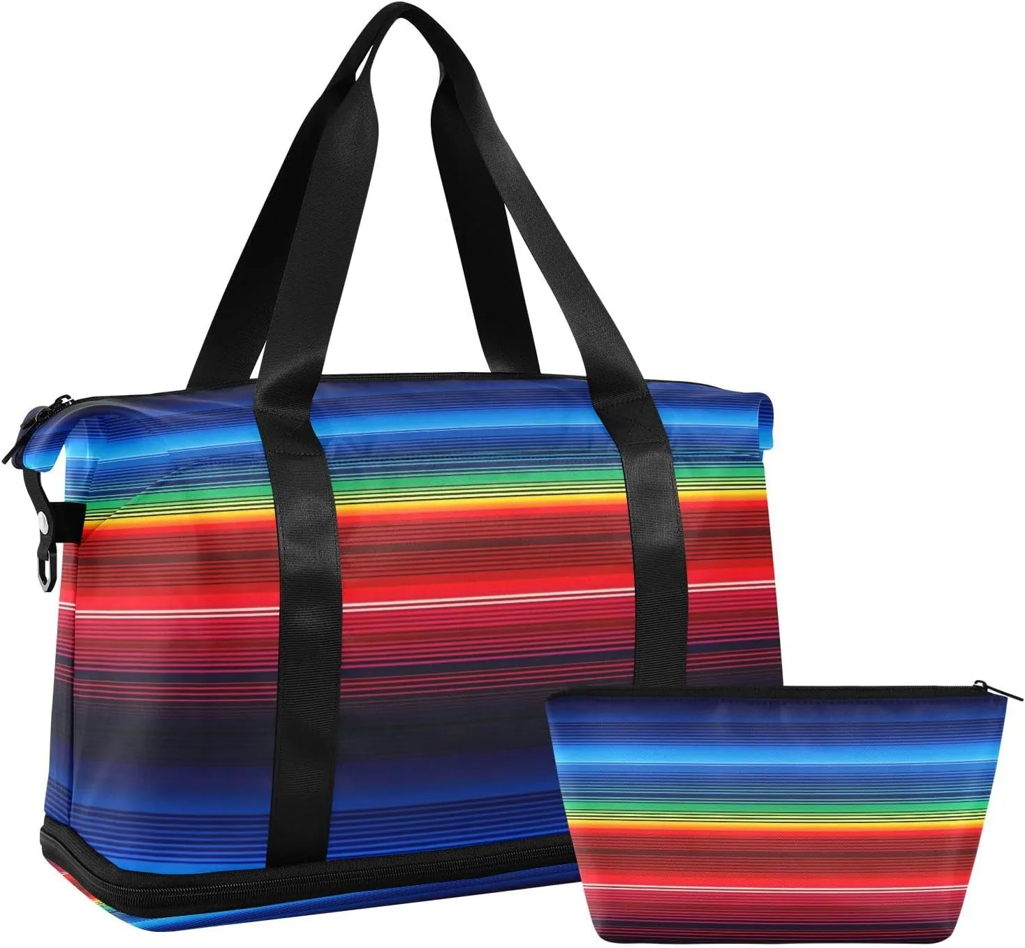 Kigai Mexican Stripes Gym Bag for Women & Men,Waterproof Weekender Overnight Bag with Shoes Compartment Sports Duffel Bag for Gym Yoga Swimming Camping