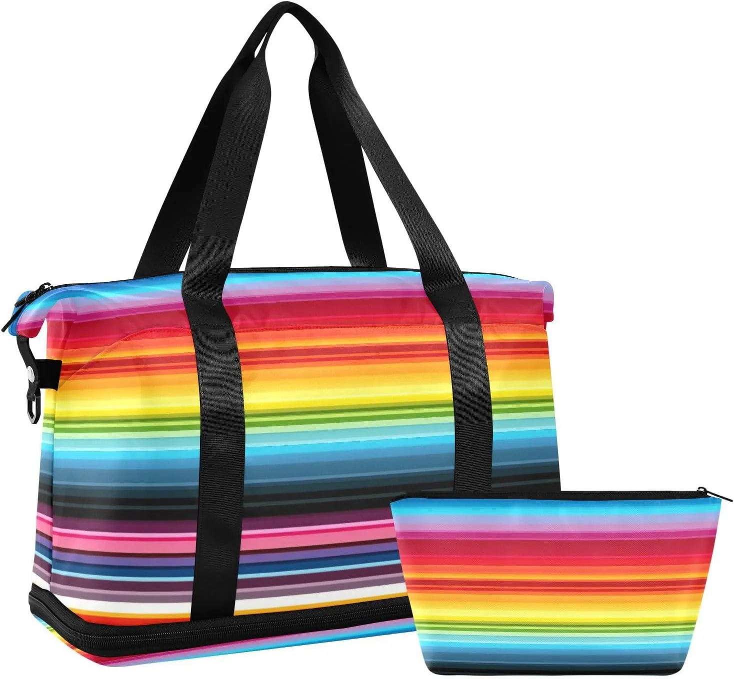 Kigai Mexican Stripes Gym Bag for Women & Men,Waterproof Weekender Overnight Bag with Shoes Compartment Sports Duffel Bag for Gym Yoga Swimming Camping