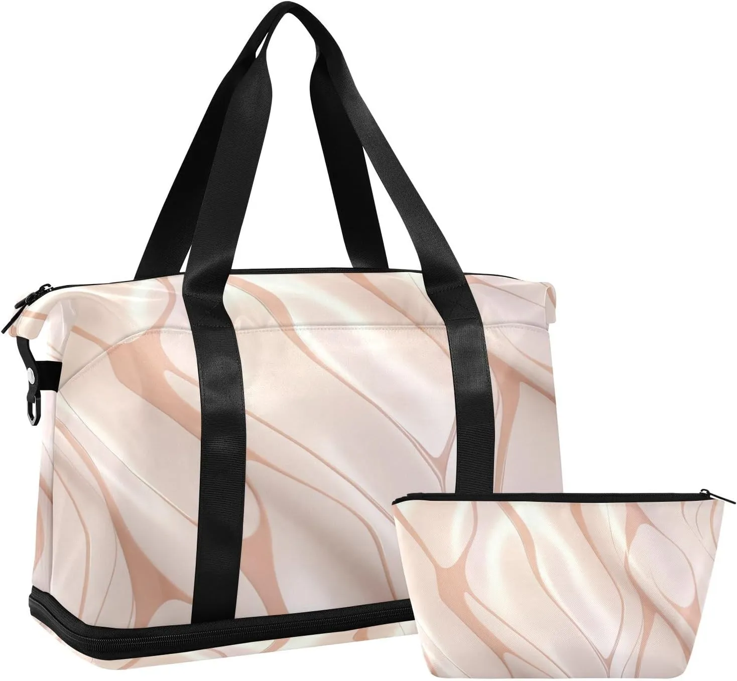 Kigai Rose Gold Texture Gym Bag for Women & Men,Waterproof Weekender Overnight Bag with Shoes Compartment Sports Duffel Bag for Gym Yoga Swimming Camping
