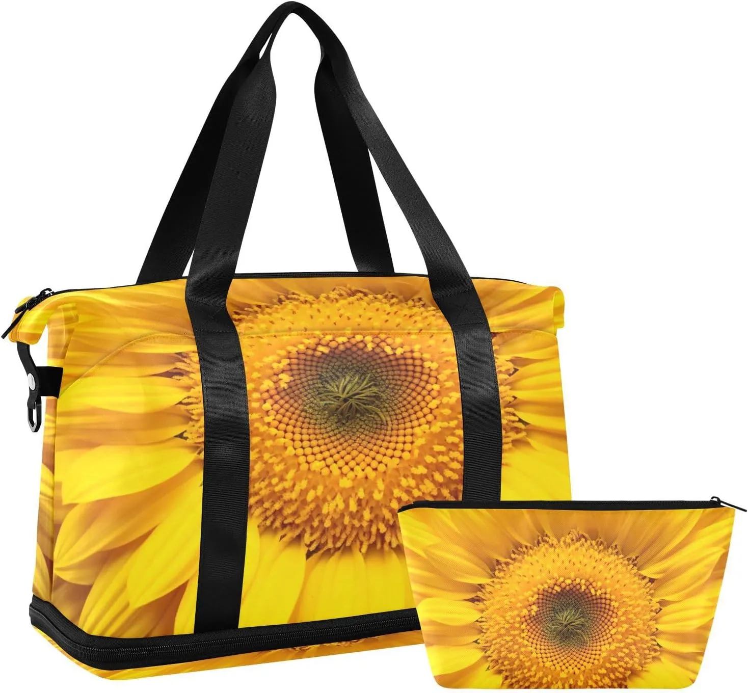 Kigai Sunflower Yellow Gym Bag for Women & Men,Waterproof Weekender Overnight Bag with Shoes Compartment Sports Duffel Bag for Gym Yoga Swimming Camping