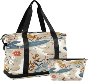 Kigai Surfing Pigeon Gym Bag for Women & Men,Waterproof Weekender Overnight Bag with Shoes Compartment Sports Duffel Bag for Gym Yoga Swimming Camping