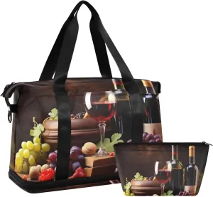 Kigai Table Food Gym Bag for Women & Men,Waterproof Weekender Overnight Bag with Shoes Compartment Sports Duffel Bag for Gym Yoga Swimming Camping