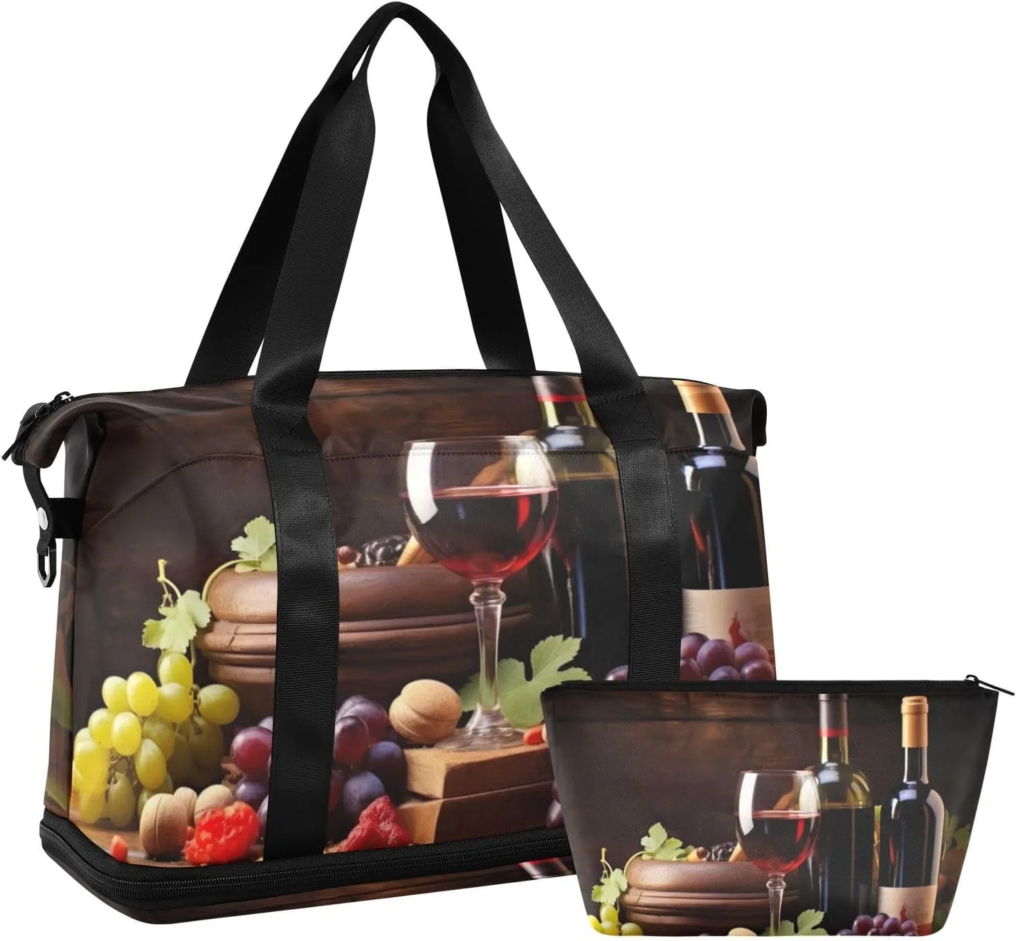 Kigai Vineyard Wine Drape Gym Bag for Women & Men,Waterproof Weekender Overnight Bag with Shoes Compartment Sports Duffel Bag for Gym Yoga Swimming Camping