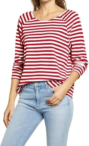 Ladiyo Womens Casual Crew Neck Striped Long Sleeve T Shirt Basic Blouse Tunic Tops Lightweight Pullover Sweatshirt
