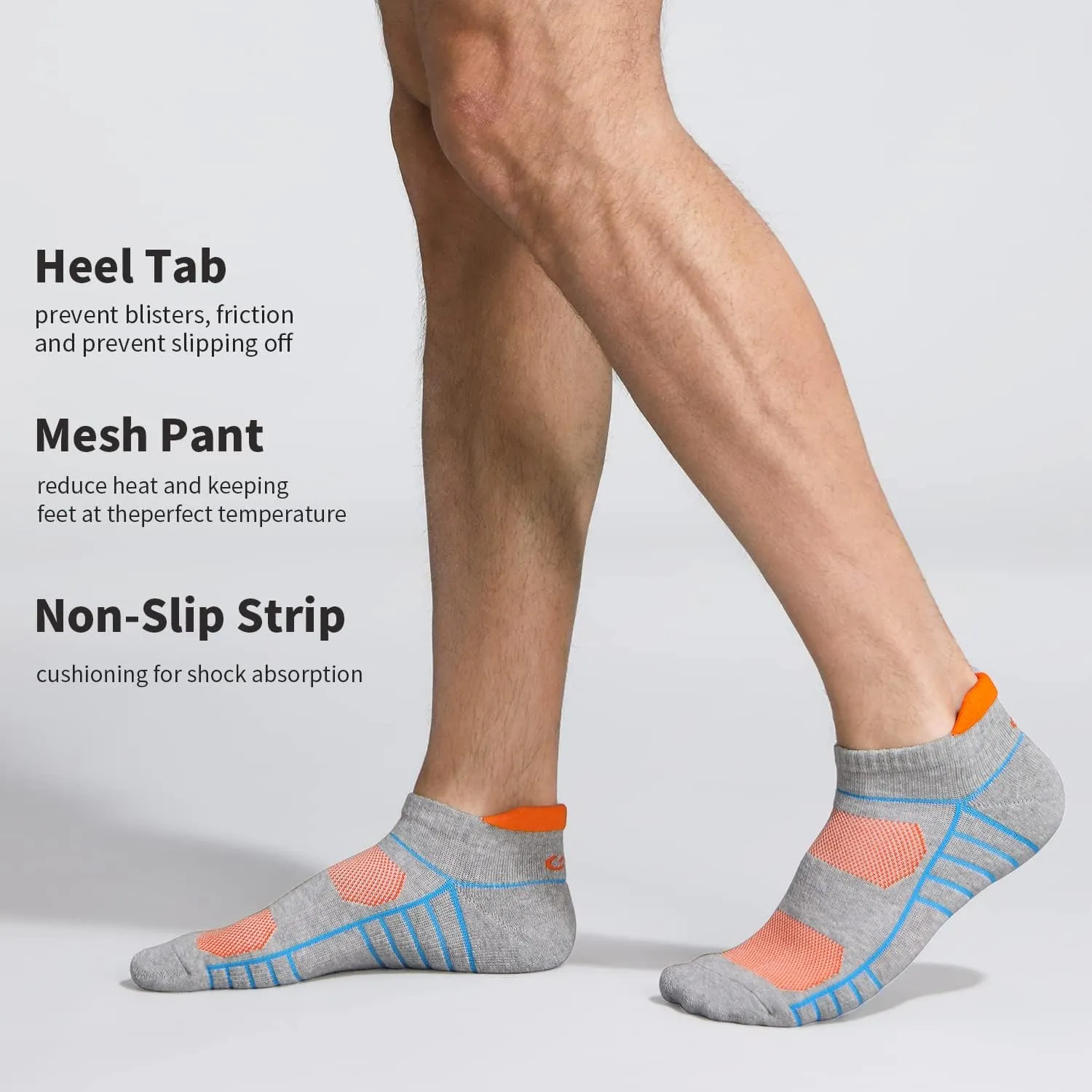 Lapulas Athletic Running Ankle Socks, Low Cut Cushioned Anti-Blister Tab Sports Socks Men Women 6Pairs