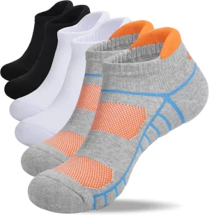 Lapulas Athletic Running Ankle Socks, Low Cut Cushioned Anti-Blister Tab Sports Socks Men Women 6Pairs