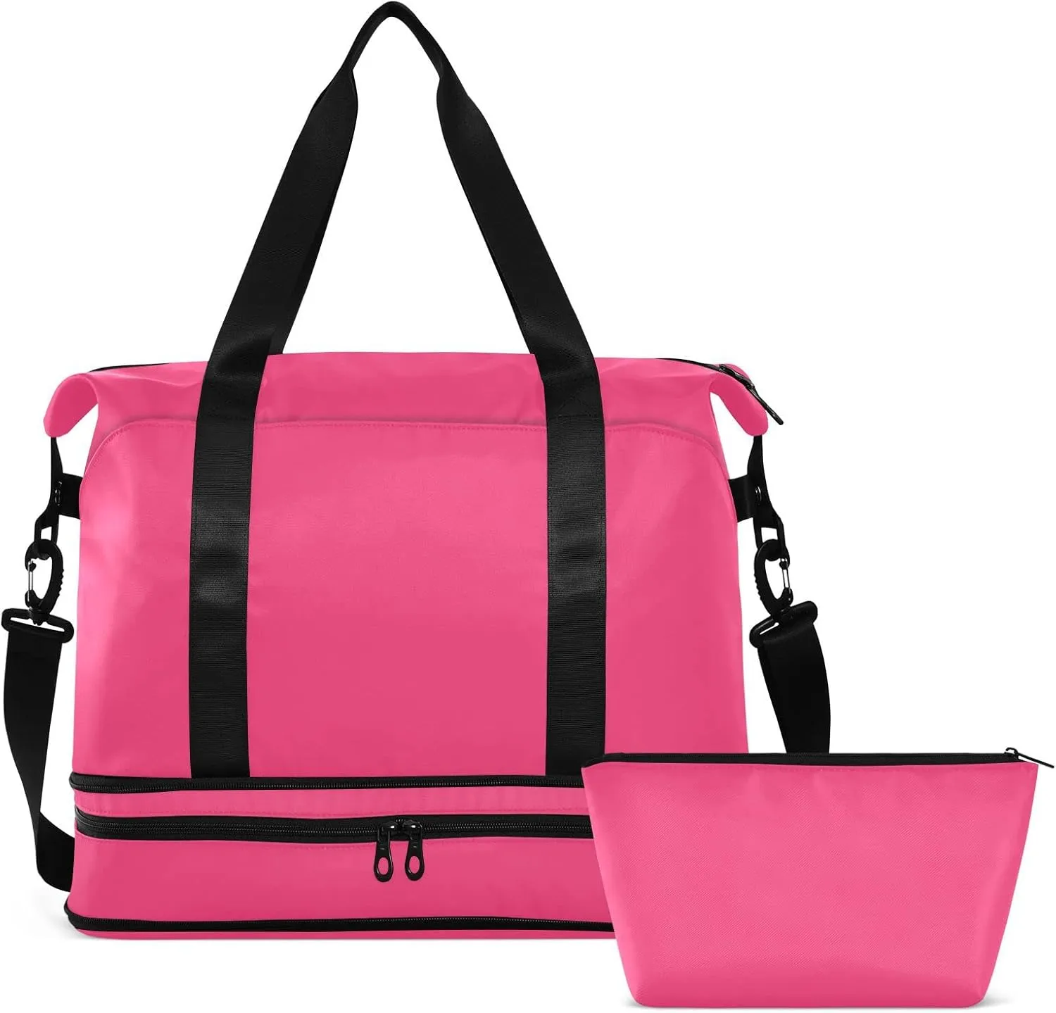 Large Gym Bag Pink Sports Travel Duffel Bag,Weekender Overnight Bag with Wet Pocket and Shoes Compartment for Women Girls Travel, Gym, Yoga, School