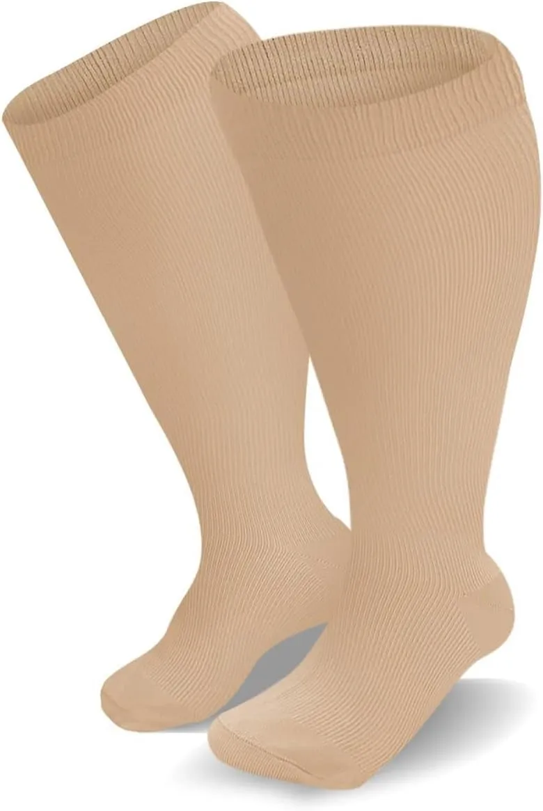 LCMTWX Plus Size Compression Socks for Women And Men Knee High Support Wide Calf Stockings Thigh Stockings plus