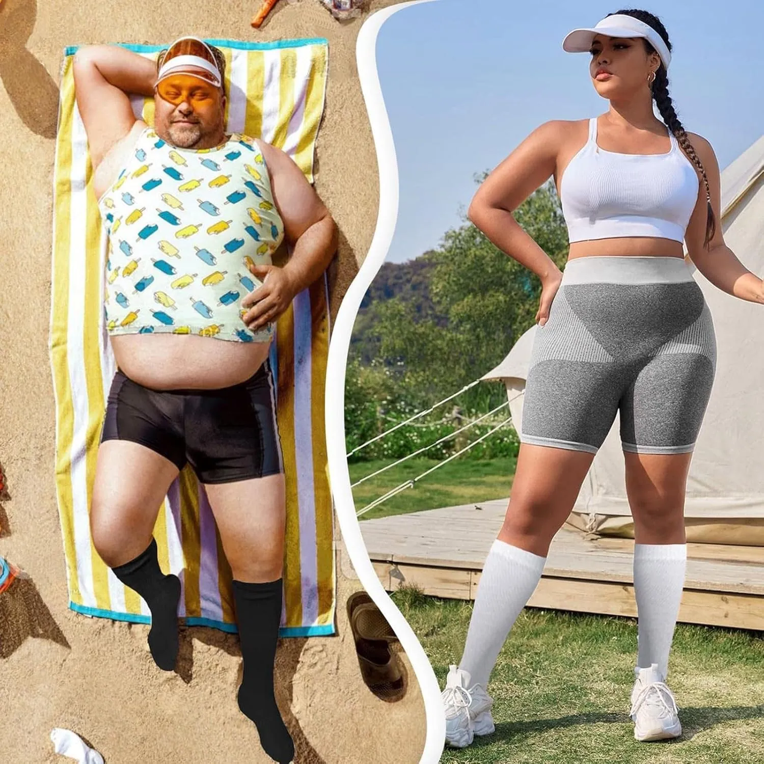 LCMTWX Plus Size Compression Socks for Women And Men Knee High Support Wide Calf Stockings Thigh Stockings plus
