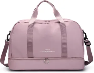 Light Gym Bag for Women, Large Capacity Sports Travel Duffle Bag with with Shoe Compartment & Wet Pocket,Lady Weekender Overnight Aircraft Bag Pink