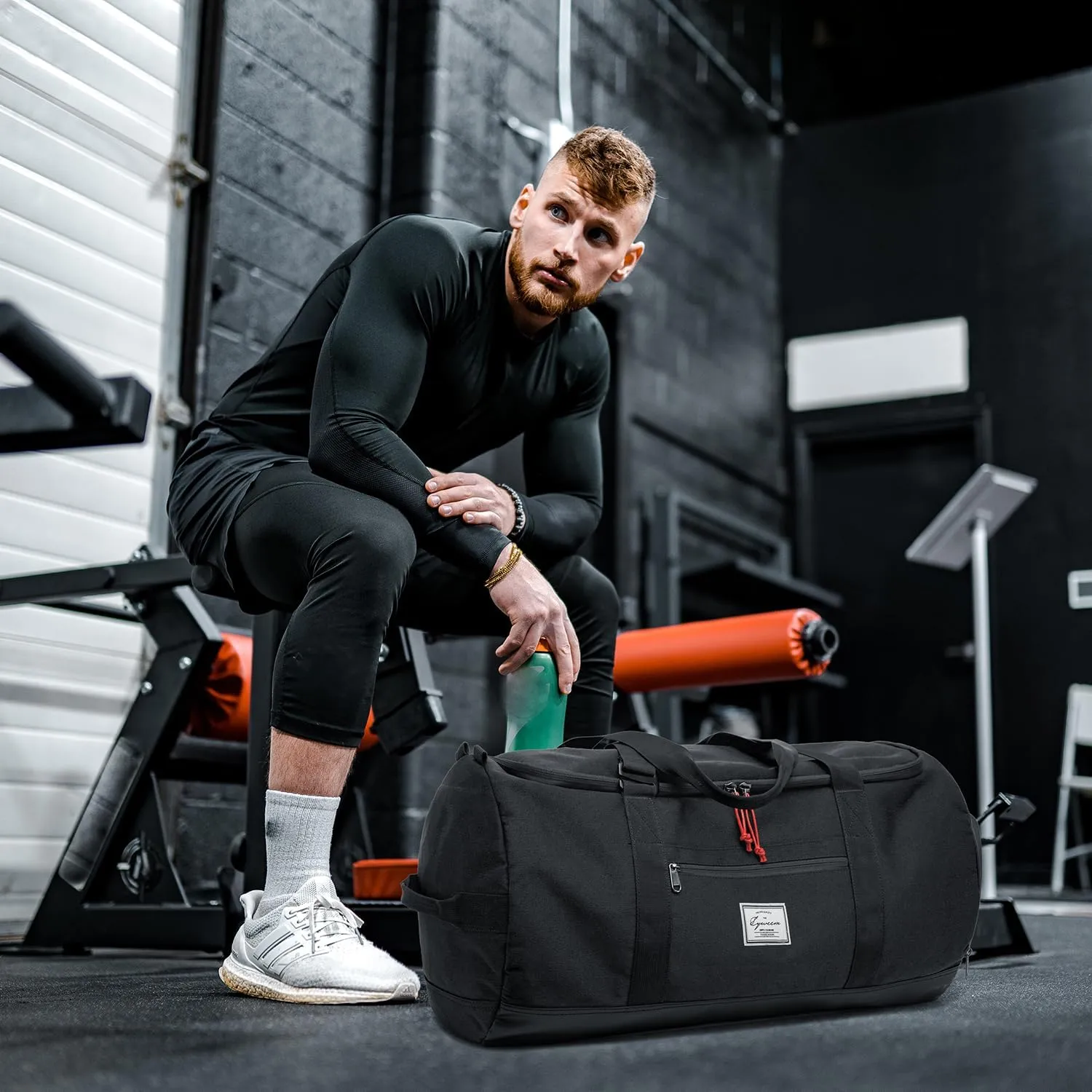 Lyweem Travel Duffle Bag for Men 60L Sports Duffel Bag Large Size Weekender Overnight Bag for Women Multifunctional Unisex Gym Bags with Shoes Compartment, Black, 60L, Travel, Camping, Hiking, Sports,