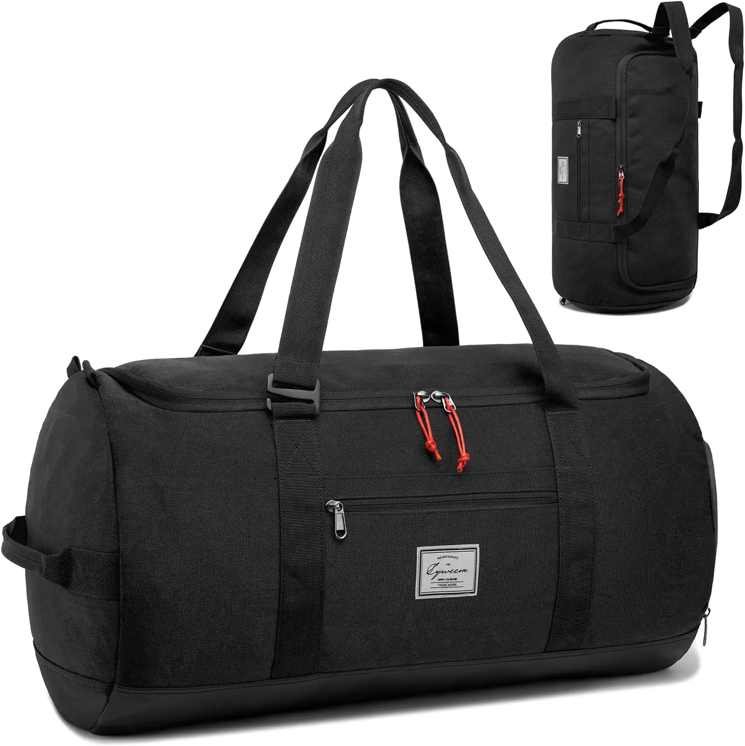Lyweem Travel Duffle Bag for Men 60L Sports Duffel Bag Large Size Weekender Overnight Bag for Women Multifunctional Unisex Gym Bags with Shoes Compartment, Black, 60L, Travel, Camping, Hiking, Sports,
