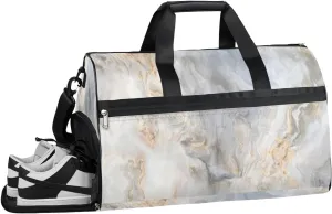 Marble Sports Gym Bag for Women Men Travel Duffel Bag with Wet Pocket & Shoes Compartment Waterproof Weekender Overnight Tote Carry on Bag Lightweight