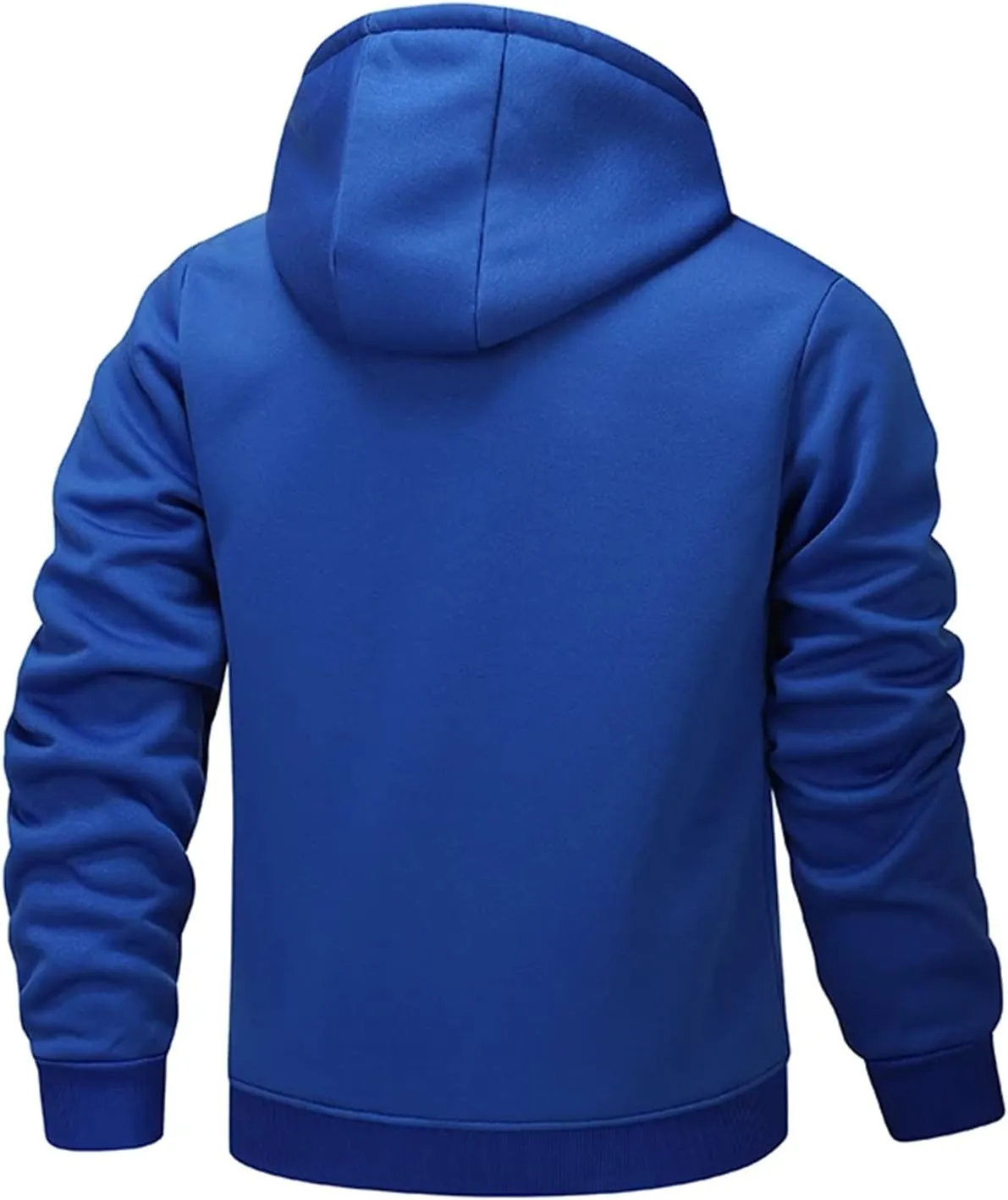 Men Drawstring Hooded Zipper Jacket Thicken Classic Long Sleeve Knitted Plush Coat