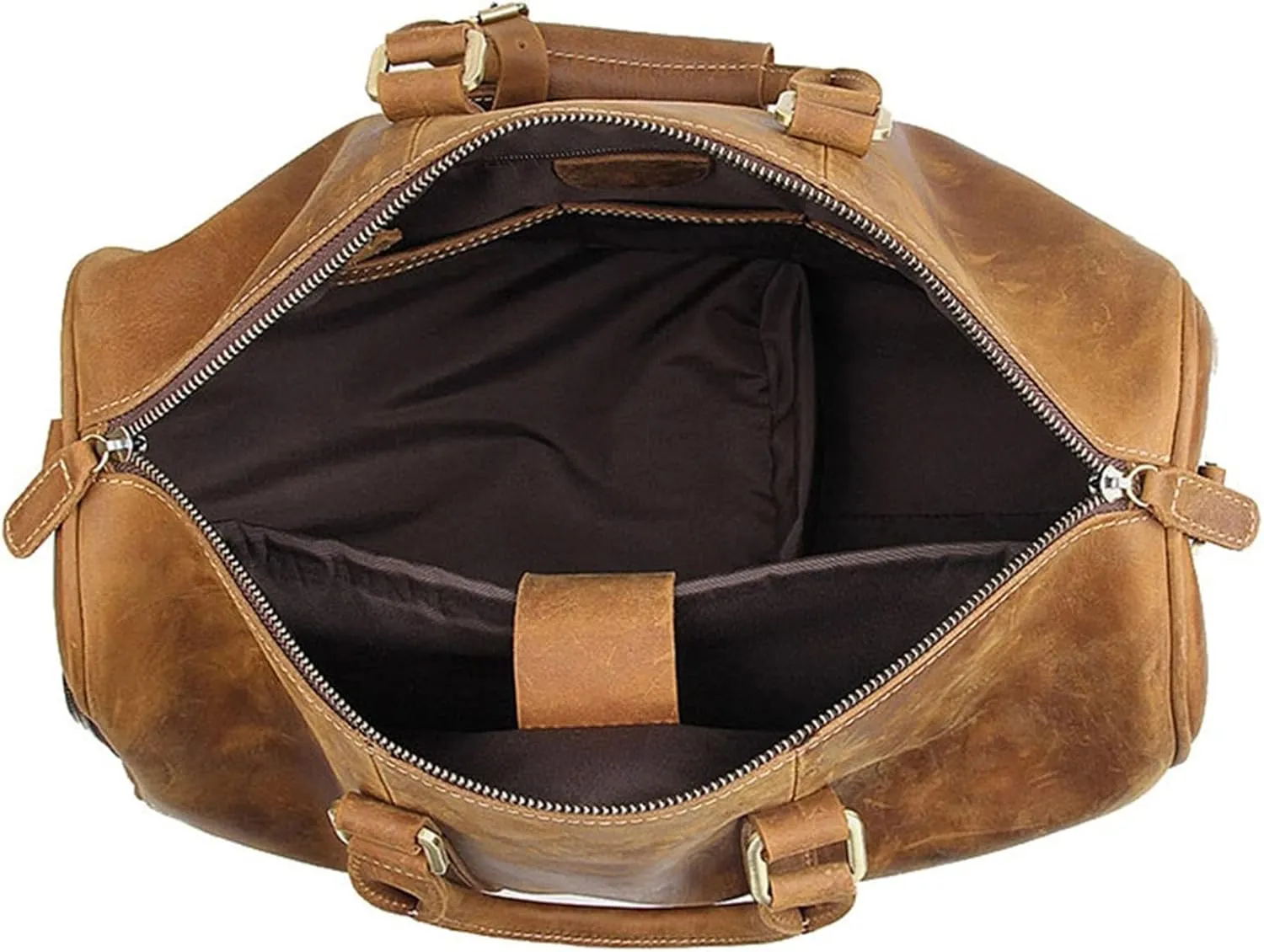 Men' s Vintage Leather 14" Laptop Duffel Bag Overnight Weekender Travel Carry On Luggage Handbag Holdall with Shoes Compartment Sports Overnight Gym Luggage Weekend