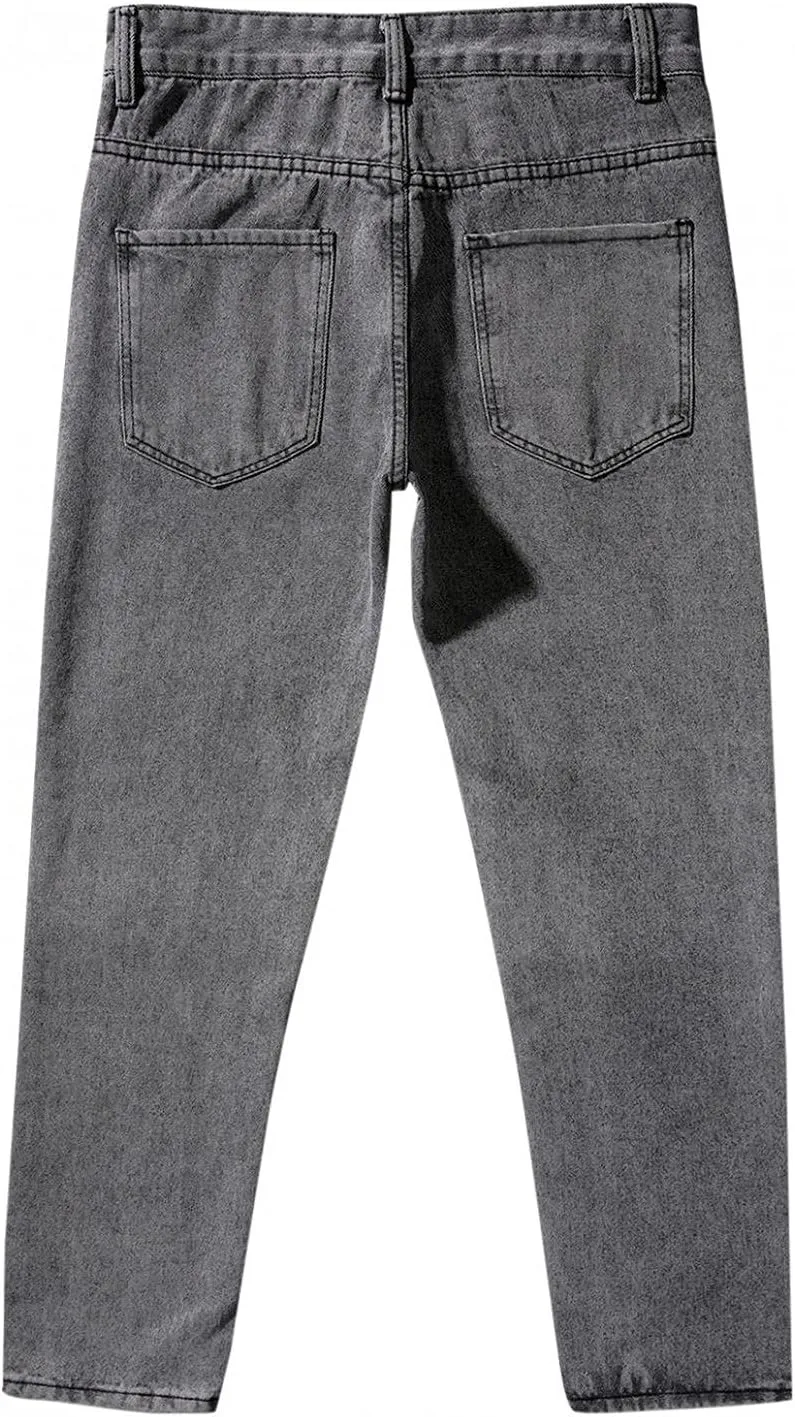 Men's Straight Leg Jeans - 2022 Stretch Fit Comfort Flared Retro Leg Denim Jeans Long Pants Trousers with Pocket
