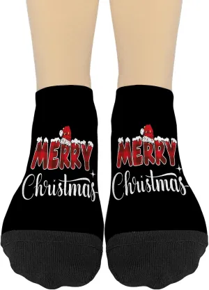 Merry Christmas Lightss Red Santa Hat Xmas Family Men Women Athletic Socks Athletic Women's Socks No Show Dress Sock HumorSocks