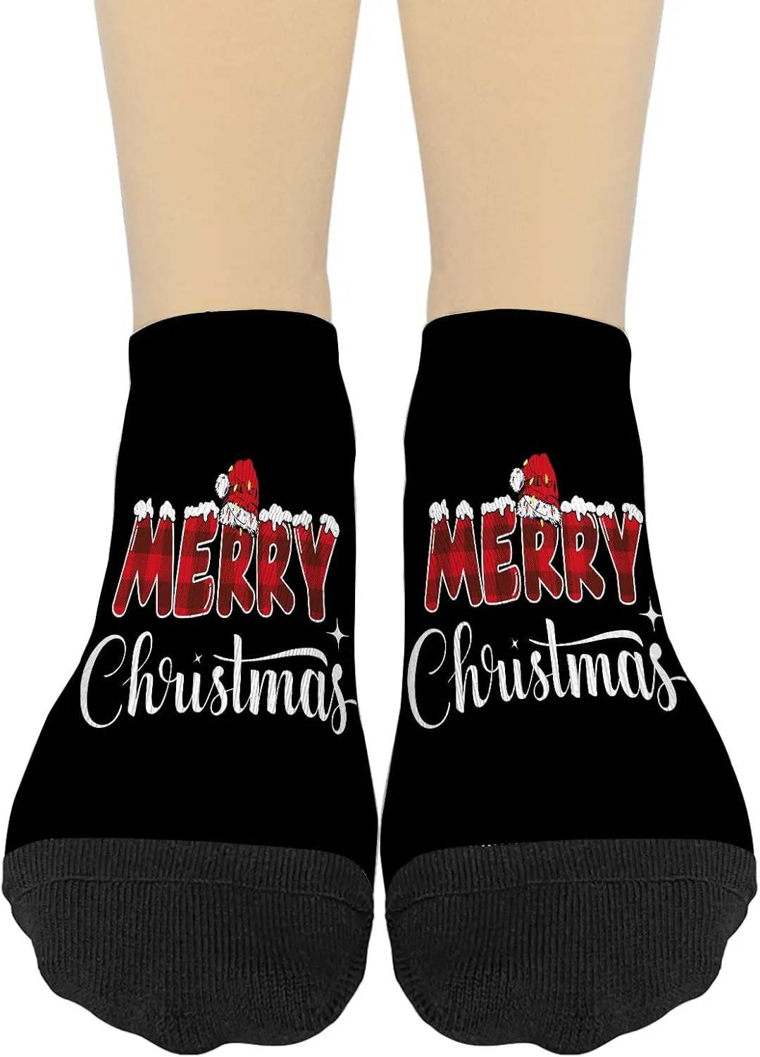 Merry Christmas Lightss Red Santa Hat Xmas Family Men Women Athletic Socks Athletic Women's Socks No Show Dress Sock HumorSocks