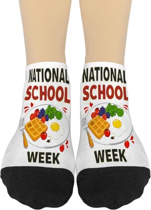 National School Breakfast Week 2025 Low Cut Socks Women No Show Sock Mens