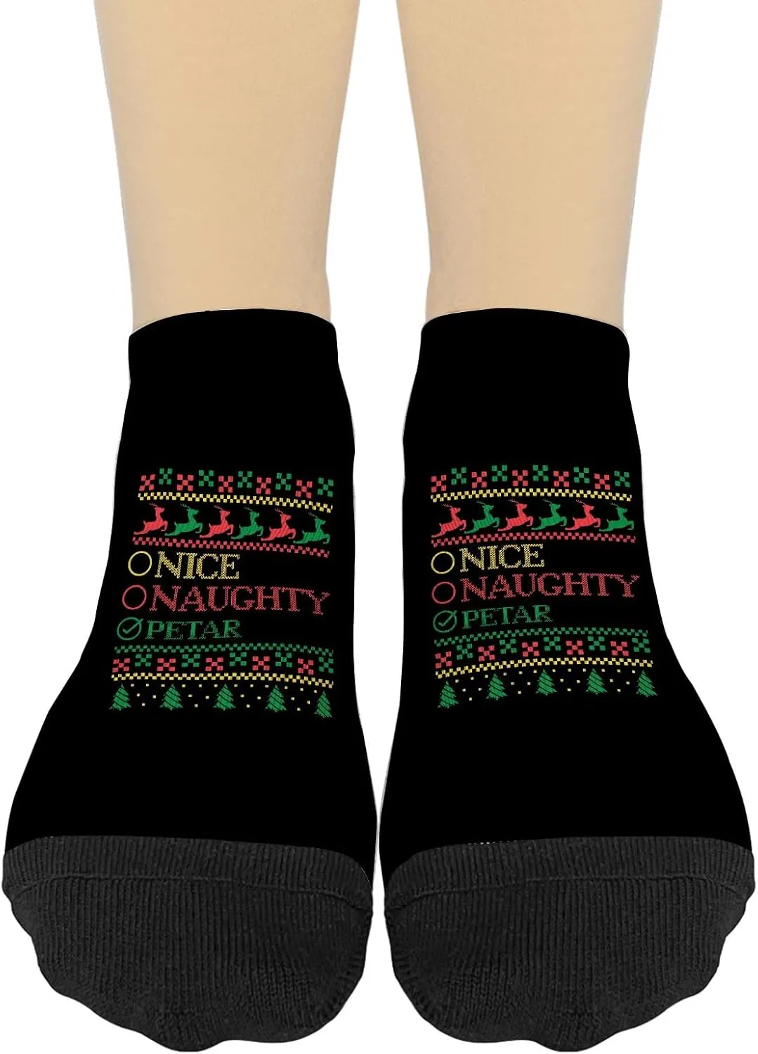 Nice Or Naughty Petar Christmas Name Womens Socks Ankle No Show ForWomens Socks No Show Athletic Sock FashionSocks