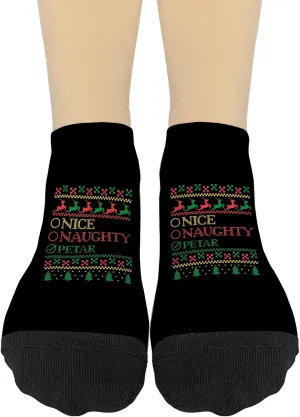 Nice Or Naughty Petar Christmas Name Womens Socks Ankle No Show ForWomens Socks No Show Athletic Sock FashionSocks
