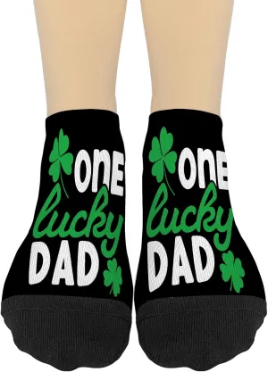 One Lucky Dad Leaf Dad St Patrick's Day Athletic Socks Short Sock Youth No Show Liner Sock FashionableSock