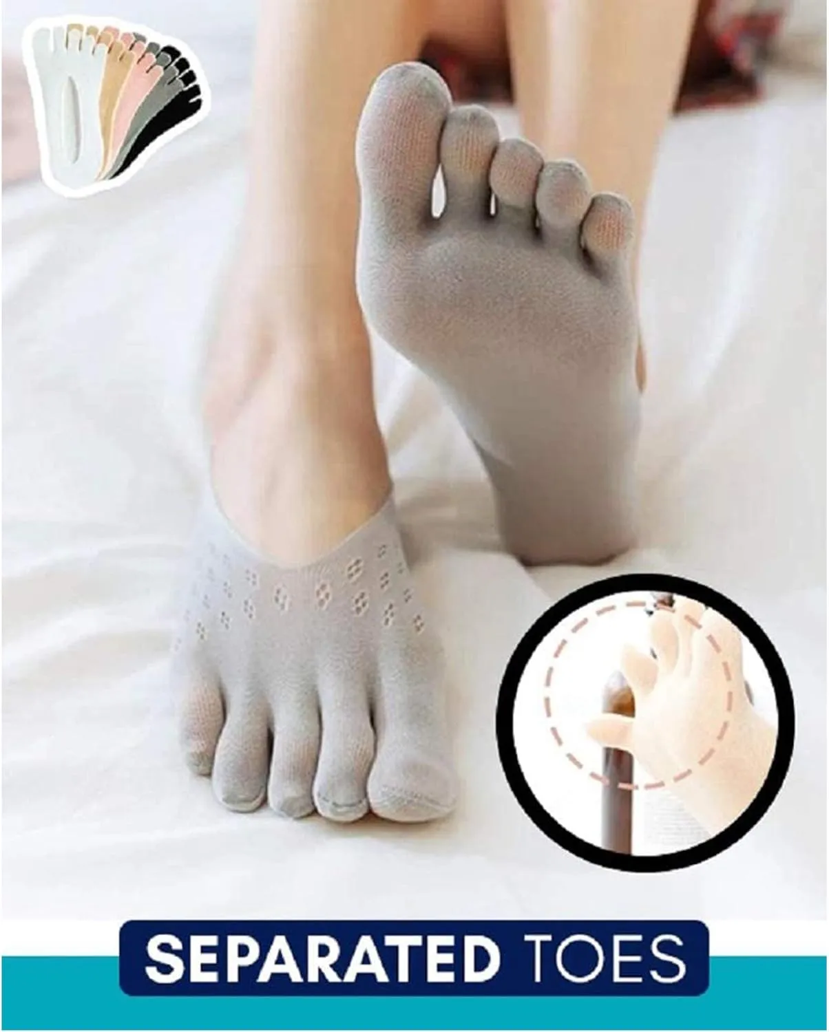 Orthopedic Toe Compression Socks, Women Toe Socks No Show, Full Five Finger Socks Low-cut Liner Socks…