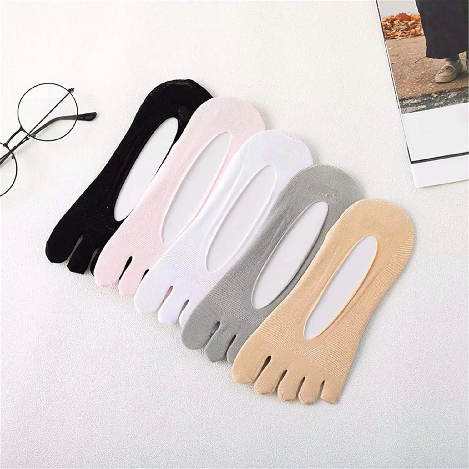 Orthopedic Toe Compression Socks, Women Toe Socks No Show, Full Five Finger Socks Low-cut Liner Socks…