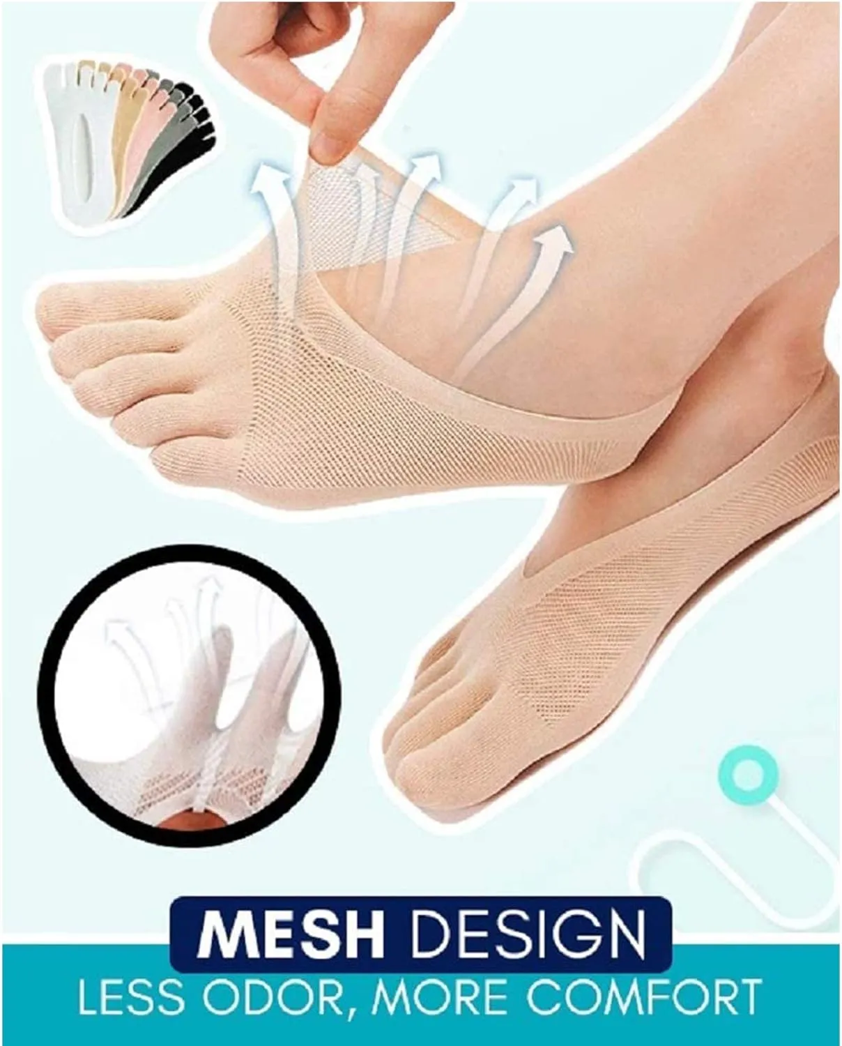 Orthopedic Toe Compression Socks, Women Toe Socks No Show, Full Five Finger Socks Low-cut Liner Socks…