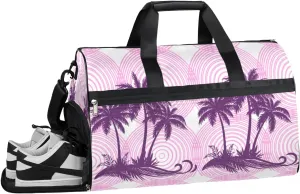 Palms Trees Resistant Sports Gym Bag for Women Men Travel Duffel bag with Wet Pocket & Shoes Compartment Waterproof Weekender Bag 19.7"x9.9"x13"