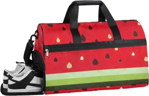 Pattern Fruit Watermelon Resistant Sports Gym Bag for Women Men Travel Duffel bag with Wet Pocket & Shoes Compartment Waterproof Weekender Bag 19.7"x9.9"x13"