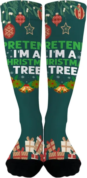 Pretends I'm A Christmas Tree Costume Cotton Socks For Women Humor Sock