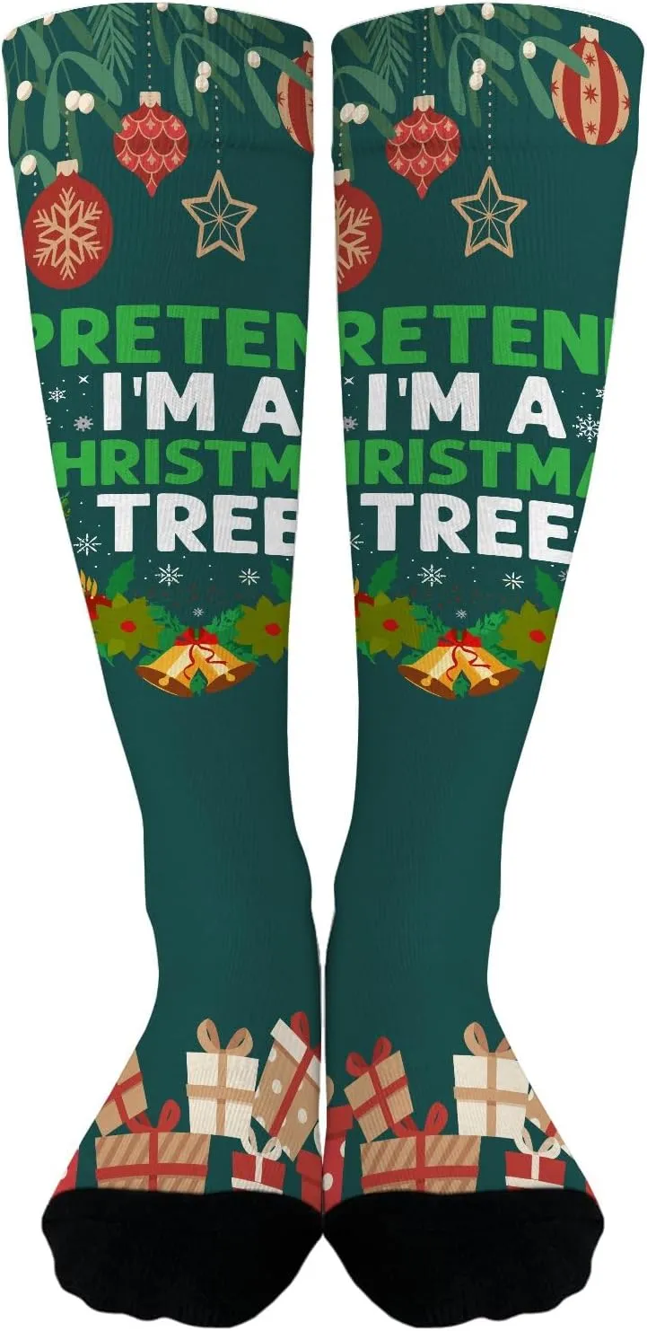 Pretends I'm A Christmas Tree Costume Cotton Socks For Women Humor Sock