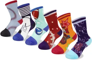 Queenshin Boys Novelty Socks Fun Crazy Funny Cute Cartoon Space Balls Car Animal Games Kids Crew Cotton Socks 6 Pairs